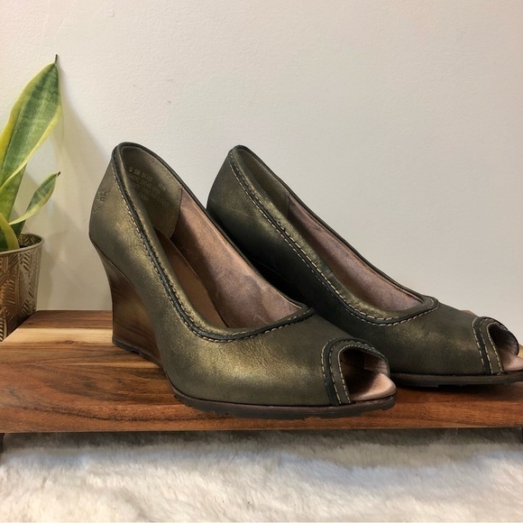 Timberland Metallic Bronze Peep Toe Wedge - Picture 1 of 10